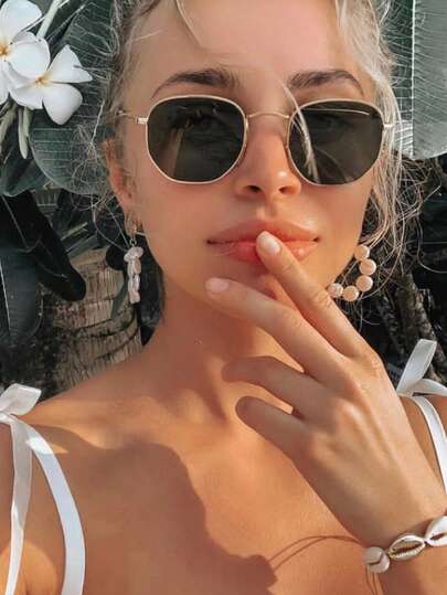 Nuevas gafas de moda con marco pequeño de polígono, versátiles gafas retro de colores europeas y americanas