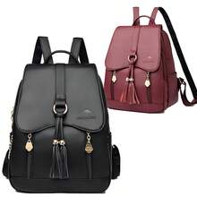 Mochila de mujer de moda 2026, de gran capacidad y versátil, casual, para mamá, de viaje y de uso diario - Burdeos - Ver 3