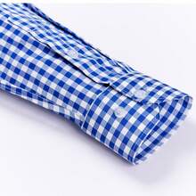 Rand paul Men's Casual Comfortable Checkered Shirt - 寶藍色 - 查看 5