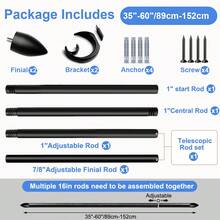 1 Set Black Curtain Rod, Length 35 - 147 Inches, Diameter 1 Inch. Decorative Curtain Rod Set, Adjustable, Heavy Duty, Suitable For Curtains In Bedroom, Living Room - Conical - Black - View 13