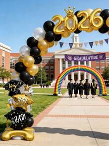 kumozawa 2026 Graduation Party Balloon Set, Prom Decorations 2026, Graduation Gifts, Party Decor, Class Of 2026 - Black Gold - View 2