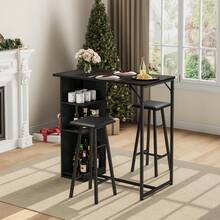 Techigher Bars & Wine Cabinets - Black + Cushioned Stool - View 2