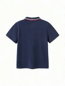 Balabala Boys' Polo Shirt, Breathable Cooling Summer Tee For Kids, 2025 New Arrival - Navy Blue - View 3