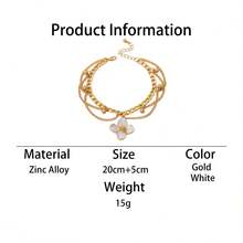 1件装度假风流苏手工滴油精致优雅白色滴油四瓣花吊坠多层脚链，女士款 - 白色 - 查看 7