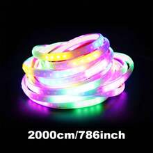 1 pieza Tira de luz de neón con energía solar y control remoto, decoración exterior para noches, decoración de fiesta - Multicolor - Ver 14