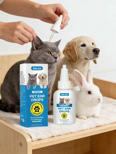 Pet Ear Cleansing Liquid, Gentle Cleaning For Earwax And Secretions, Suitable For Cats, Dogs And Rabbits. This Pet Ear Care Set Is Designed Specifically For Daily Gentle Ear Care For Cats, Dogs And Rabbits. The Delicate Formula Can Gently Act On The Ear Canal, Helping To Remove Earwax And Excess Secretions, Relieve Ear Discomfort And Maintain A Fresh State.