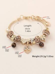 1 pieza Pulsera DIY con colgante de corazón con cuentas, cactus y piña con estampado de leopardo salvaje sexy, adecuada para uso diario casual, fiesta y discoteca de mujeres - Multicolor - Ver 4