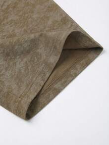 Japanese Ukiyo-E Style Cyberpunk & Dark Aesthetic Print Men's Round Neck Washed Brown Short Sleeve T-Shirt, Summer - Brown - View 7