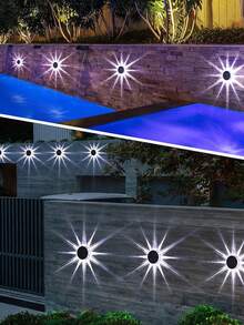 4盏太阳能壁灯，花瓣造型，防水设计，独特优雅，多种照明模式营造不同氛围，适用于花园、后院、露台和派对等场合。为您的庭院、花园、露台和派对打造美丽氛围。 - 黑色 - 查看 3