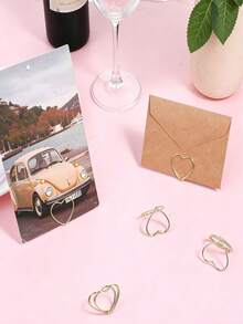 20pcs Gold Heart Shaped Table Number Cards, Heart Shaped Metal Photo Clip Holders For Wedding Table Number Cards, Suitable For Wedding Decor, Birthday Party, Bridal Shower (Gold Heart Shape) - A - View 8