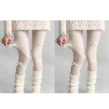 Quần tất nhung thắt nơ mùa thu/đông, tất đa năng kiểu JK dễ thương ngọt ngào Lolita đính ngọc trai, quần legging kẻ sọc dọc màu trắng tinh khôi kiểu ba lê, giúp thon gọn vóc dáng. - Nhiều màu - Xem 15