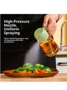 1/2 Pcs Universal Transparent 2-In-1 Oil Sprayer & Dispenser, 470ml PP+Glass, Leak-Proof Adjustable Nozzle, For Cooking/BBQ/Salad/Baking, Practical Kitchen Tool, Perfect Mother's Day Gift For Cooking Lovers,Transparent Oil Pot Spray Pour Two-In-One Home Kitchen Glass Oil Bottle High-Pressure Nozzle Press Glass Oil Spray Pot - Multicolor - View 5