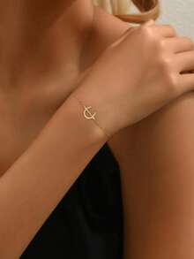 1pc 925 Sterling Silver Minimalist Horse Hoof U-Shaped Bracelet, Unique Design Vintage Jewelry For Women, Party, Date, Daily Wear, Birthday Gift - U-shaped Horseshoe Bracelet - View 2