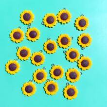 5/10/20pcs Exquisite Sunflower Flower Suitable For Handmade Jewelry Pendant, Earrings, Necklace, Bracelet, Bag Charm, Resin Craft Accessories - Sunflower - View 5