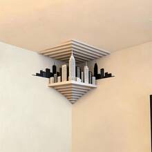 3D Wall Art Optical Illusion Corner Wall Decal, 3D Visual Peel And Stick Removable Wall Stickers, Home Decor - 咖啡色 - 查看 2