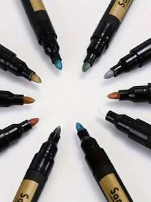 10 Colors Waterproof Oil-Based Paint Marker Pens, Permanent Quick-Drying Neutral Tip, Suitable For Metal, Wood, Fabric, Plastic, Rock Painting, Stone, Mugs, Canvas, Glass And More, Back To School - Sets - View 3