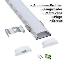 10 piezas de 50 cm Canal de aluminio flexible LED, pantalla de lámpara de aluminio blanco ultradelgada y plata, carcasa de aluminio flexible, incluye clips de montaje y tornillos, adecuado para instalación de tiras de iluminación, decoración del hogar, iluminación de gabinete - Perfiles de aluminio flexibles - Ver 3