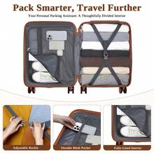 Suitcase Cabin Size Carry On 20 24 28 Inch 3 Piece Set Hard Shell Lightweight Spinner Wheels Combination Lock Telescopic Handle Travel Luggage - Black - View 7