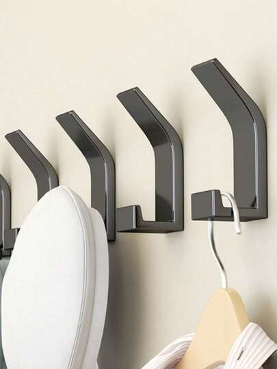 10pcs/5pcs Multifunctional Hooks - No Drilling Required, Bathroom Plastic Towel Hooks, Wardrobe Hangers, Bedroom Bathrobe Hooks, Kitchen Hooks, Household Item, Casual Style, Suitable For Bedroom, Bathroom, Kitchen, Living Room, Cabinets, Etc.