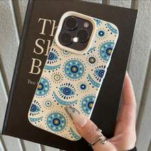 1pc TPU Material Bohemian Blue Eye Totem Pattern Phone Case Suitable For IPhone 17 Pro Max/17/16 Pro Max/15/13/12/11, S20 FE/A15/S24/A55, Note 11/Note 12/Note 13 Pro, Full Coverage Anti-Drop Soft Protective Phone Case - White - View 2