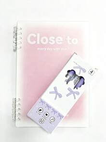 Cuaderno de hojas sueltas con tapa blanda A5 con bolígrafo retráctil morado y verde - Multicolor - Ver 12