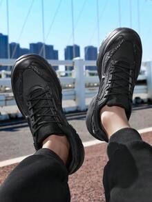 男士时尚百搭运动鞋，透气休闲鞋 - 黑色 - 查看 6