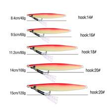 5Pcs Metal Slow Jig Luminous 40-120g Sinking Casting Jigging Lure With Two Assist Hook For Tuna Bass In Saltwater Freshwater Artificial Hard Bait. - Multicolor - View 4