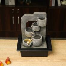 Five-Tier Waterfall Desktop Fountain Ornament, Bringing Good Fortune And Wealth From All Directions With Flowing Water, LED-Lit Indoor Decor. Ideal For Cozy Bedrooms, Living Rooms, Study Rooms, Entryways, Bars, Lounges, Hotel Front Desks, Offices, Or Meditation Spaces. Modern Minimalist Design, Creative Halloween/Christmas Gifts, Mother's Day/Valentine's Day/Children's Day/Easter Presents, Perfect For Housewarming Or Business Opening Gifts - 1PC - View 6
