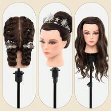 24 Inch Makeup Mannequin Head With Straight Synthetic Hair With Desktop Stand, For Cosmetology Training, Eyelash Extensions Practice, Professional Hairdressing Gift - View 2
