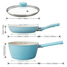 ABKOK 1/2件套18厘米不粘煎锅和汤锅套装 - 通用型，适用于炉灶、电磁炉和燃气灶，适合家庭厨房，单锅/套装可选 - 查看 2