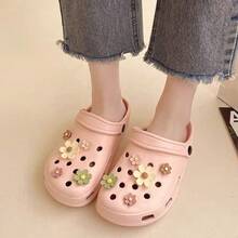 10个彩色五瓣花可拆卸鞋饰，多层设计，适用于镂空木屐、凉鞋，四季皆宜。 - 彩色 - 查看 5