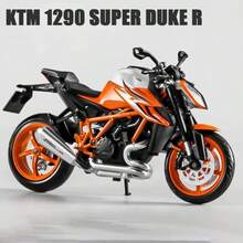 1:12 Scale 1290 Super R Motorcycle Model, Zinc Alloy Body, Front Wheel Steering, Rear Wheel Suspension, With Display Stand, Suitable As Holiday/Birthday Gift For Boys, Indoor Decor - Multicolor - View 6