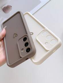 Heart 2pcs Matte Finish Compatible Phone Cases Compatible With Apple 7/8/X/XR/XS Max/11/12/13/14/15/16/17 Pro Max, Galaxy A14/A15/A16/A17/A04/A05/A06/A07/A54/A55/A56/A57/A34/A35/A36/A37/S26/S26 Plus/S26 Ultra, Transsion SMART7/8, G05, Honor 400/400 Pro/400 Lite - Tianyan Coffee + White - View 3