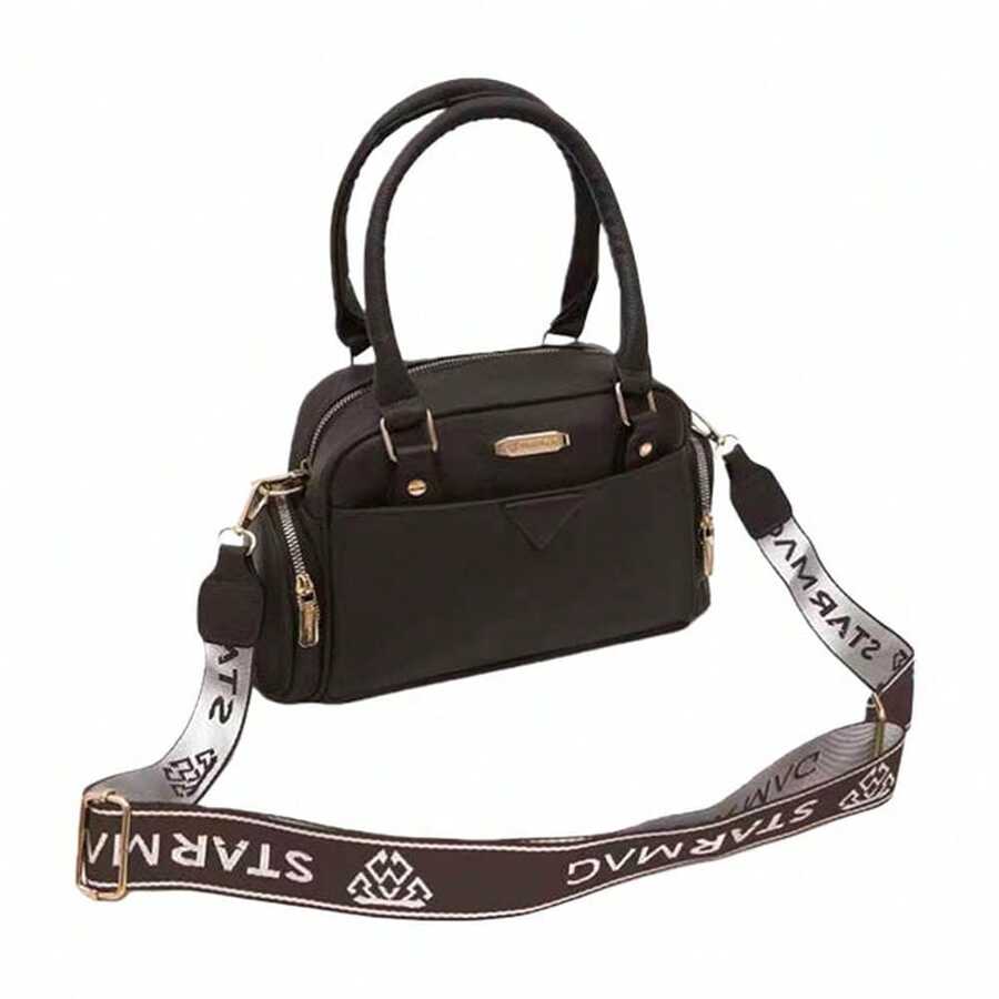 Bolso de Mano y Bandolera 2 en 1 con Correa Ancha Ajustable, Diseño con Múltiples Bolsillos de Cuero PU, Bolso Elegante Ejecutivo de Gran Capacidad para Oficina Uso Diario y Viajes Bolso de Mano Bolso Tipo Boston uso diario de moda - Café - Ver 1