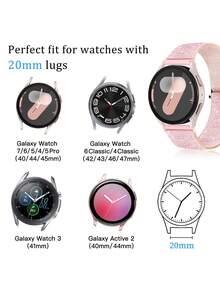 Bling Sparkly Stretchy Nylon Solo Loop Band Compatible With Samsung Galaxy Watch 4 5 6 7 FE 40mm 44mm/Watch 4 6 Classic 42mm 46mm 43mm 47mm/Watch 5 Pro 45mm/Watch 3 41mm/Active 2 , Elastic Nylon Straps Shiny Cute Glitter Replacement Sport Solo Loop Wristband Compatible With Vivoactive 6/Vivoactive 5/3/3 Music Watch - Silty Sand Color - View 11