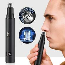 Hailicare 3-In-1 Electric Nose Hair Ear Hair Trimmer For Men, LED Display, Painless Trimming For Sideburns, Eyebrows, Beard, USB Rechargeable, 7500 RPM, Easy To Clean - Black - View 3