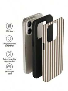 1 pieza Funda dura de teléfono con película 2 en 1 brillante, con diseño de rayas coloridas y artístico minimalista, compatible con Samsung/ 11/12/13/14/15/16/17 Pro Max - Multicolor 10 - Ver 6