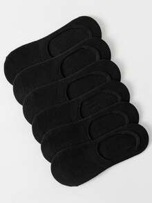 6pairs Women Solid Casual Invisible Socks, For Daily Life - Black - View 4