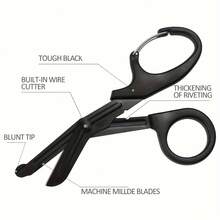 1/2 Set Trauma Shears, Including 1pc 6-Inch Stainless Steel Scissors And 1pc 7.5-Inch Bandage Scissors With Carabiner, Suitable For School, Home And Student Use - Multicolor - View 10