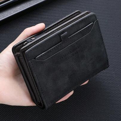 CarrKen Neue Herren Retro Kurzbörse, matte PU-Leder, multifunktionale Geldbörse mit großer Kapazität und Reißverschlussfach, Geschenk für Freund, Vater, Sohn