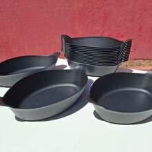 Kit com 05 Travessas Canoa Petisqueiras em Plástico Preto Resistente 24cm - Servir comidas, churrasco, petiscos - Visão 8