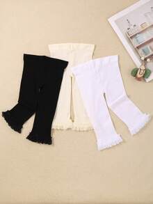 3条装米色蕾丝边天鹅绒女童七分裤，防滑设计，洛丽塔风格，遮盖保护，超柔软弹力透气，适合0-36个月宝宝春夏上学婚礼季穿着，女童打底裤，洛丽塔打底裤，七分裤，天鹅绒打底裤，返校季女童服装系列 - 彩色 - 查看 6