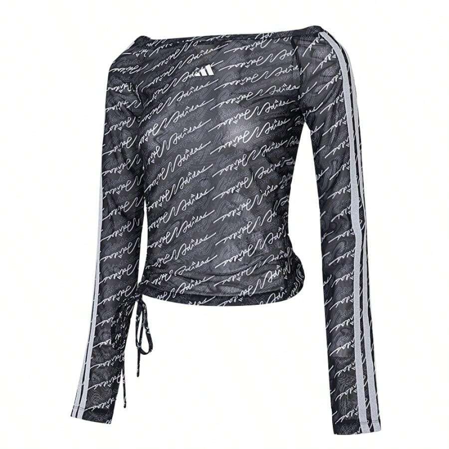 Adidas Women's T-Shirt, 2026 Spring DCE MESH LS TEE, Comfortable Minimalist Commuting Outfit Long Sleeve T-Shirt, KS5308 - Black - View 1