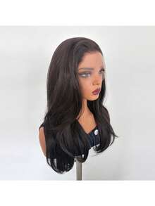 Chocolate Brown 13X4 Transparent Lace Front Wig For Women Natural Wave Synthetic Heat-Resistant Wig - Multicolor - View 9