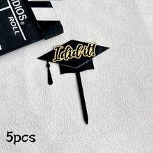 1pc/3pcs/5pcs Black & Gold Acrylic 2026 Graduation Cake Topper, Suitable For Graduation Theme Party DIY Cake Baking Decoration - Multicolor - View 19