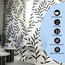 2片装黑白叶藤印花现代简约风格薄纱窗帘，100%涤纶面料，杆袋式设计，无衬里，90克/平方米，幅宽180厘米，适用于卧室、客厅、餐厅和浴室。 - 彩色 - 查看 9