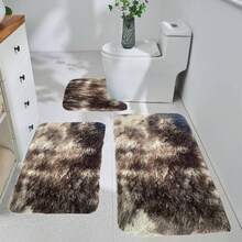 Bathroom Rug Mat Set 3/4/5 Piece, Mixed Color Bath Mat Set, Non-Slip Ultra Soft Carpet Mats, Water Absorbent With U-Shaped Toilet For Bathroom, Tub, Shower, Thick Bathroom Mat, Machine Washable Bath Mat For Bathroom Floor - Màu nâu - Xem 7