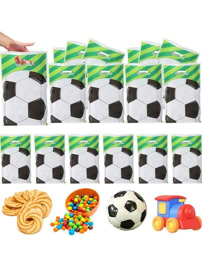 10/20/30pcs Football Themed Candy Bags, Football Gift Packaging Bags, Handbag, Football Birthday Party Decoration, Wedding Birthday Party Supplies