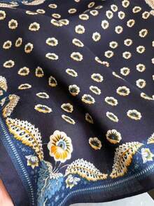 1pc 70cm Satin Printed Bandana Scarf, Casual Headscarf For Women - Multicolor - View 4