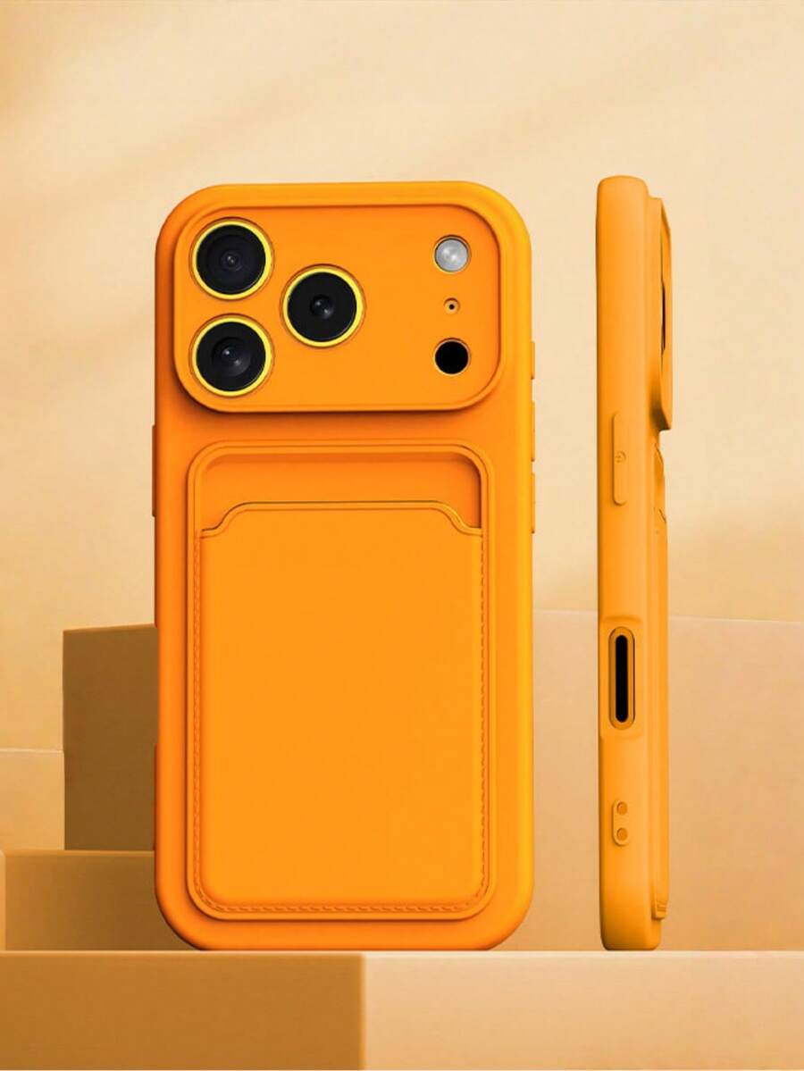 1pc Premium Card Slot Pocket Liquid Silicone Soft Phone Case Compatible With IPhone 17 Pro Max 17 Pro 17 Air 16 15 14 13 12 11 Pro Max Soft Back Cover